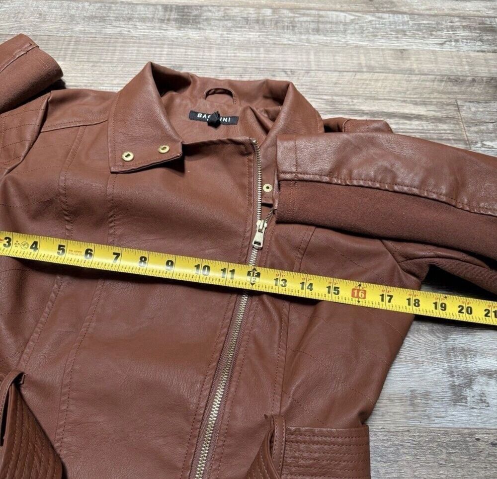 Baccini Women's Faux Leather Jacket Size Small, Brown - Picture 6 of 7